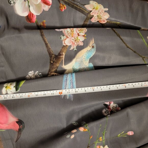 Ted Baker Zaldana Flight of the Orient Bird Dress 4 L Grey Gray - Picture 5 of 6